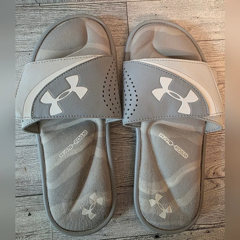 Under Armour Kids Slide Sandals - Gray and White